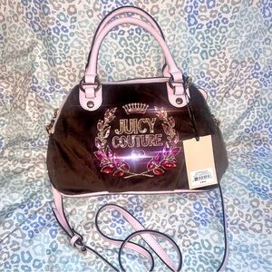 New Pink Brown Juicy Couture Purse Handbag Satchel Bag MSRP $89 Juicy Never Dies